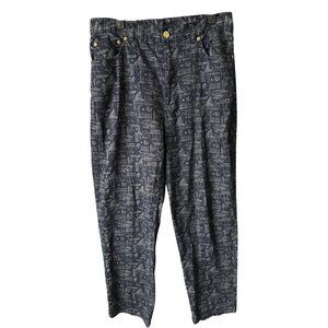 Lauren Ralph Lauren Nautical Navy Ankle Pant Ship Boat Blue Print Cotton Size 12